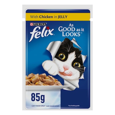 Purina Felix As Good As It Looks with Chicken in Jelly Adult Cat Wet Food, 85g