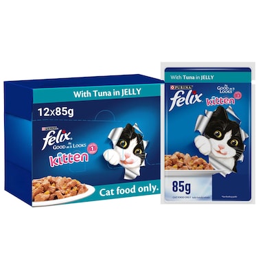 Purina Felix As Good As It Looks with Tuna in Jelly Kitten Food, 85g Pack of 12