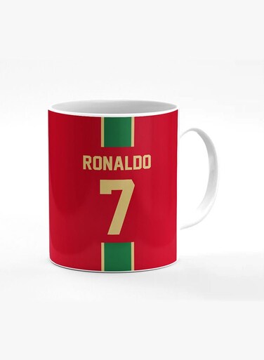 Designer Printed Coffee Mug with Heavy Duty Handle 11oz Ceramic Personalised Gift Mugs Cup [Microwave Safe &amp; Dishwasher Proof] -Football Team - Portugal Player Name - Ronaldo