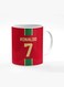 Designer Printed Coffee Mug with Heavy Duty Handle 11oz Ceramic Personalised Gift Mugs Cup [Microwave Safe &amp; Dishwasher Proof] -Football Team - Portugal Player Name - Ronaldo