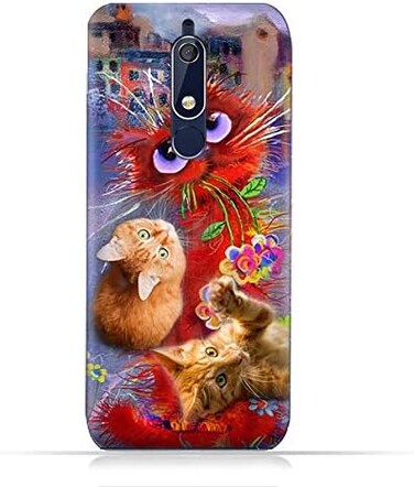 Generic Nokia 5.1 TPU Soft Protective Silicone Case With Adorable Cats Design