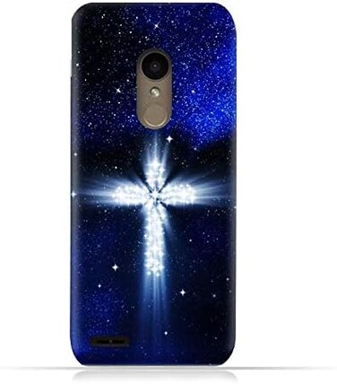 جراب حماية سيليكون TPU لهاتف LG K10 2018 بتصميم صليب مسيحي على خلفية ليلة مرصعة بالنجوم