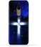جراب حماية سيليكون TPU لهاتف LG K10 2018 بتصميم صليب مسيحي على خلفية ليلة مرصعة بالنجوم