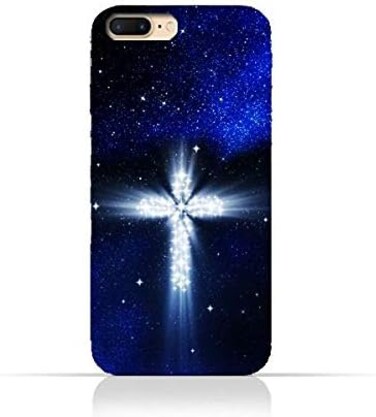 Eimo iPhone 7 Plus TPU Silicone Protective Case With Christian Cross On a Starry Night Design