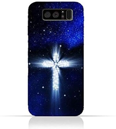 Eimo Samsung Galaxy Note 8 TPU Silicone Protective Case With Christian Cross On a Starry Night Design