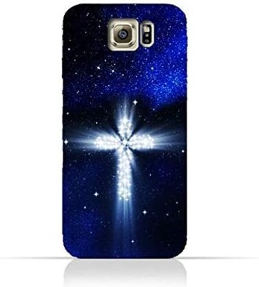 Eimo Samsung Galaxy S6 Edge TPU Silicone Protective Case With Christian Cross On a Starry Night Design