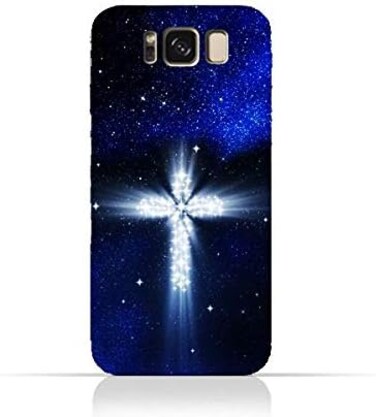Eimo Samsung Galaxy S8 Plus TPU Silicone Protective Case With Christian Cross On a Starry Night Design