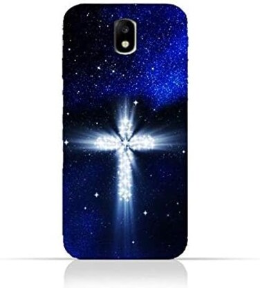 Eimo Samsung Galaxy J7 Pro / J7 2017 TPU Silicone Protective Case With Christian Cross On a Starry Night Design
