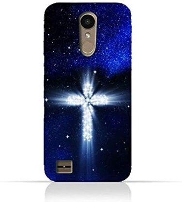 Generic LG K10 2017 TPU Silicone Protective Case With Christian Cross On a Starry Night Design