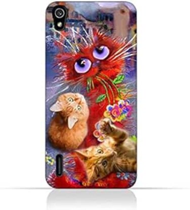 Generic Huawei Ascend P7 TPU Silicone Protective Case With Adorable Cute Cats Design