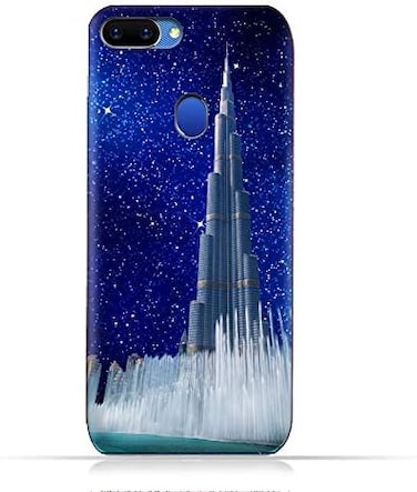 Generic Oppo A5 TPU Silicone Protective Case With Burj Khalifa and Water Fountain On a Starry Night Design