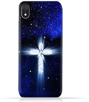 Generic Apple IPhone XR TPU Silicone Protective Case With Christian Cross On a Starry Night Design