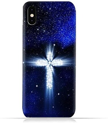 Generic Iphone Xs Max TPU Soft Protective Silicone Case With Christian Cross On a Starry Night Design
