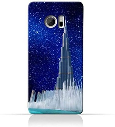 Generic HTC 10TPU Silicone Protective Case With Burj Khalifa and Water Fountain On a Starry Night Design