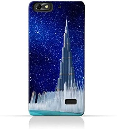 Generic Huawei Honor 4CTPU Silicone Protective Case With Burj Khalifa and Water Fountain On a Starry Night Design