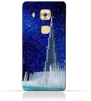 جراب حماية سيليكون TPU لهاتف هواوي G9 Plus بتصميم برج خليفة ونافورة مياه في ليلة مرصعة بالنجوم