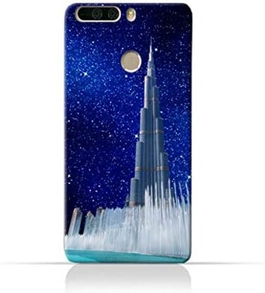 Generic Huawei Honor V9TPU Silicone Protective Case With Burj Khalifa and Water Fountain On a Starry Night Design