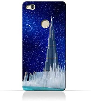 Generic Huawei P8 Lite 2017 TPU Silicone Protective Case With Burj Khalifa and Water Fountain On a Starry Night Design