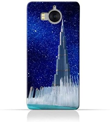 Generic Huawei Y5 (2017) TPU Silicone Protective Case With Burj Khalifa and Water Fountain On a Starry Night Design