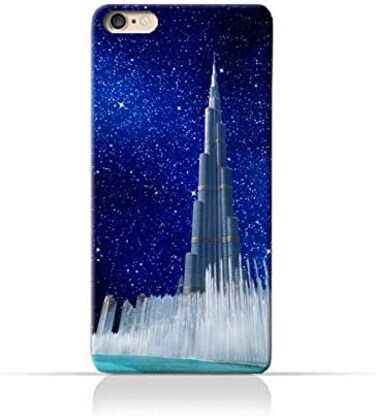 Generic iPhone 6 / 6STPU Silicone Protective Case With Burj Khalifa and Water Fountain On a Starry Night Design