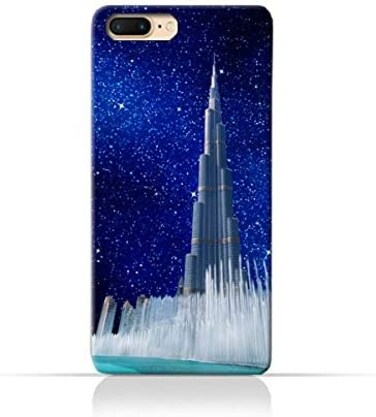 Generic iPhone 7 PlusTPU Silicone Protective Case With Burj Khalifa and Water Fountain On a Starry Night Design