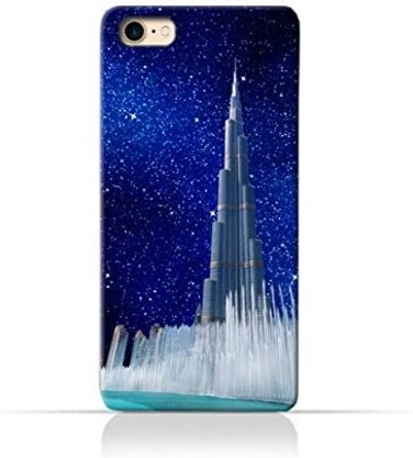 Generic iPhone 8TPU Silicone Protective Case With Burj Khalifa and Water Fountain On a Starry Night Design