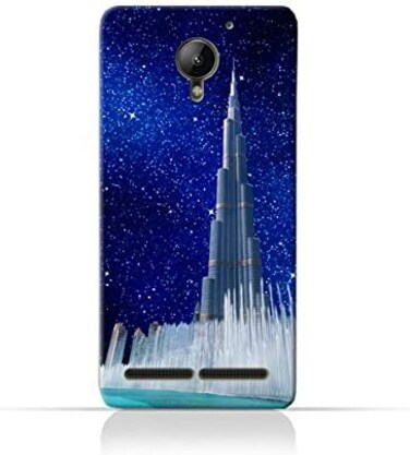 Generic Lenovo C2 TPU Silicone Protective Case With Burj Khalifa and Water Fountain On a Starry Night Design