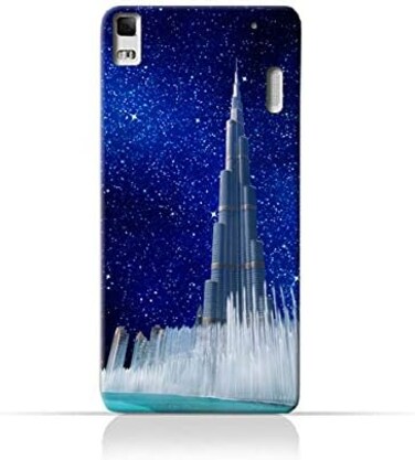 Generic Lenovo A7000TPU Silicone Protective Case With Burj Khalifa and Water Fountain On a Starry Night Design