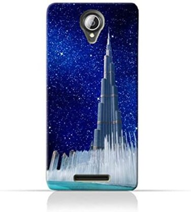 Generic Lenovo A5000 TPU Silicone Protective Case With Burj Khalifa and Water Fountain On a Starry Night Design