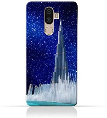 Generic Lenovo K8 NoteTPU Silicone Protective Case With Burj Khalifa and Water Fountain On a Starry Night Design