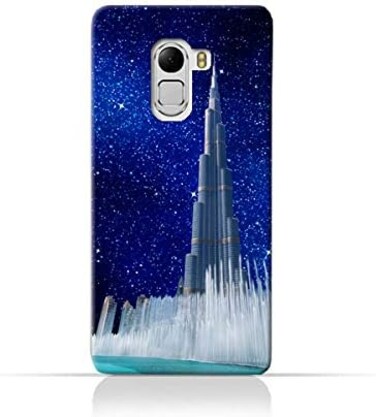 Generic Lenovo Vibe K4 NoteTPU Silicone Protective Case With Burj Khalifa and Water Fountain On a Starry Night Design