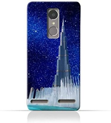 Generic Lenovo K6 TPU Silicone Protective Case With Burj Khalifa and Water Fountain On a Starry Night Design