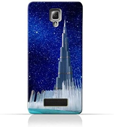 Generic Lenovo A2010 TPU Silicone Protective Case With Burj Khalifa and Water Fountain On a Starry Night Design