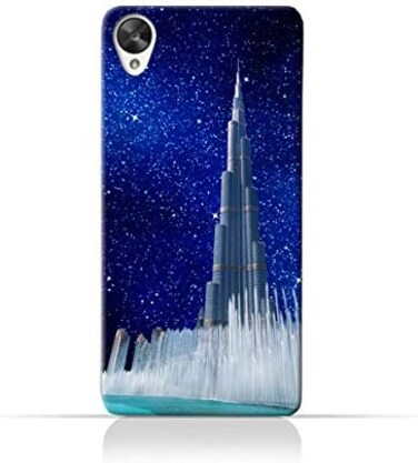 جراب حماية سيليكوني من مادة TPU لهاتف LG Nexus 5 بتصميم برج خليفة ونافورة مياه في ليلة مرصعة بالنجوم