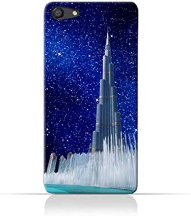Generic Oppo A77 TPU Silicone Protective Case With Burj Khalifa and Water Fountain On a Starry Night Design