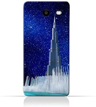 Generic Samsung Galaxy J3 PrimeTPU Silicone Protective Case With Burj Khalifa and Water Fountain On a Starry Night Design