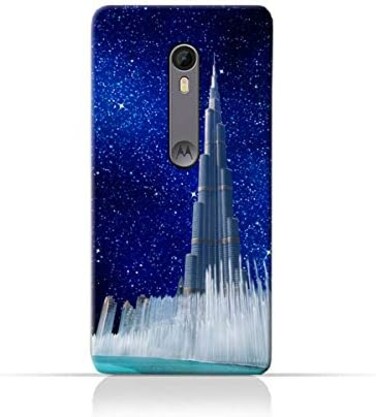 Generic Moto X StyleTPU Silicone Protective Case With Burj Khalifa and Water Fountain On a Starry Night Design