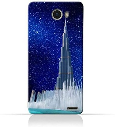 جراب حماية سيليكوني من مادة TPU لهاتف Infinix Hot X600 بتصميم برج خليفة ونافورة مياه في ليلة مرصعة بالنجوم