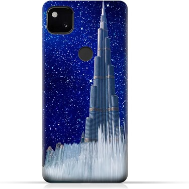 Generic TPU Protective Back Case Cover For Google Pixel 4a 4G With Burj Khalifa On a Starry Night Design