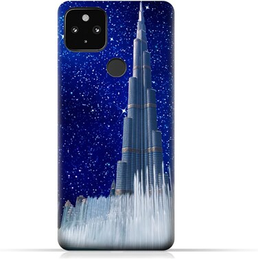 Generic TPU Protective Back Case Cover For Google Pixel 4a 5G With Burj Khalifa On a Starry Night Design