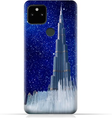 Generic Protective Case Cover For Google Pixel 5a 5G With Burj Khalifa On a Starry Night Design