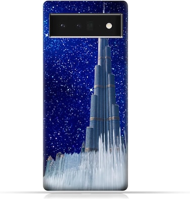 Generic TPU Protective Back Case Cover For Pixel 6 Pro With Burj Khalifa On a Starry Night Design