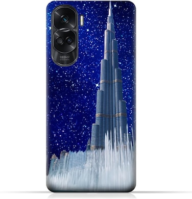غطاء خلفي واقٍ من مادة TPU لهاتف Honor 90 Lite (LTE 5G) بتصميم برج خليفة في ليلة مرصعة بالنجوم