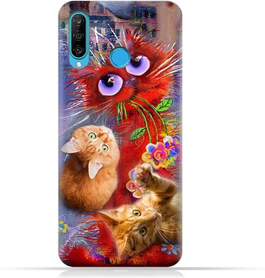 Generic Protective Case Cover For Huawei nova 4e With Cute Cats Design