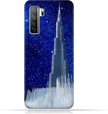 Generic Protective Case Cover For Huawei nova 7 SE With Burj Khalifa On a Starry Night Design