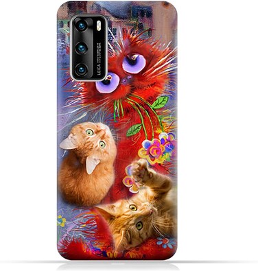 Generic Protective Case Cover For Huawei P40 With Cute Cats Design