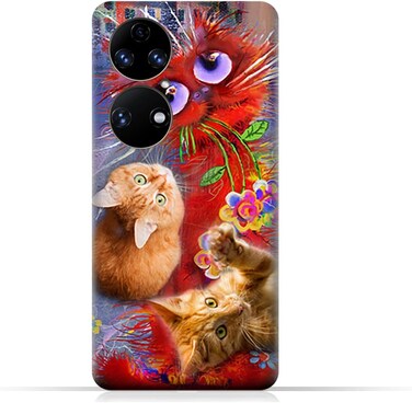 Generic Protective Case Cover For Huawei P50 With Cute Cats Design
