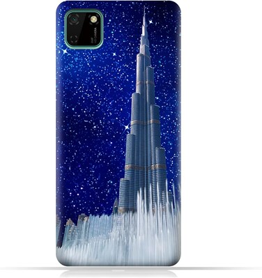 غطاء حماية عام لهاتف هواوي Y5p بتصميم برج خليفة في ليلة مرصعة بالنجوم