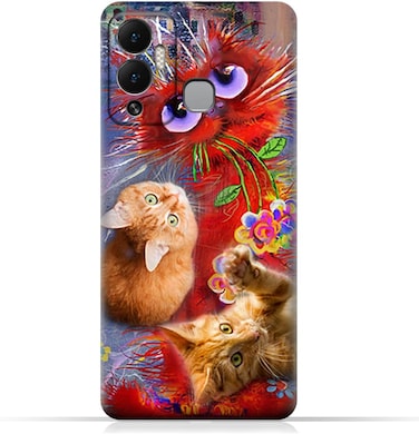 غطاء حماية خلفي من مادة TPU لهاتف Infinix Hot 12 بتصميم قطط لطيفة