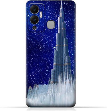 غطاء حماية خلفي من مادة TPU لهاتف Infinix Hot 12 Play NFC بتصميم برج خليفة في ليلة مرصعة بالنجوم